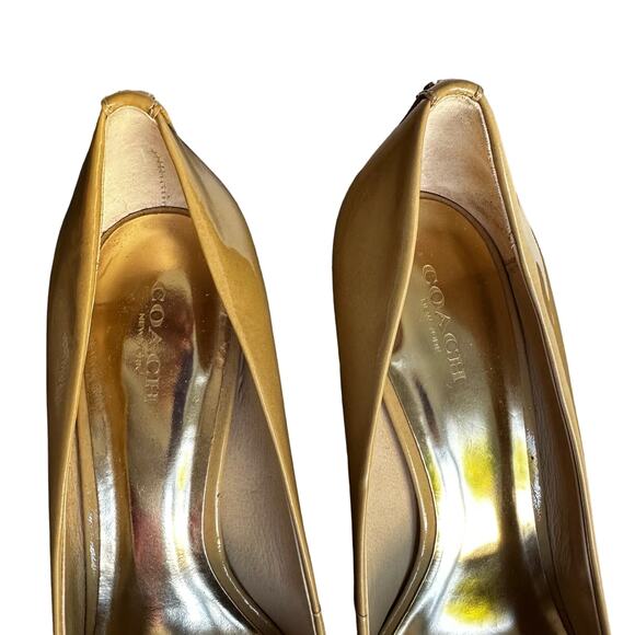 Coach Nala Patent Leather Round Toe Heel Color Cappuccino Sz 9B - Picture 6 of 11
